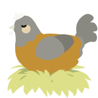 A gold and ash chicken with a head pattern