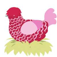 A crimson and pink chicken with a lace pattern