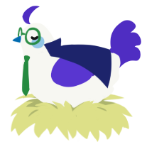 A white and indigo chicken
