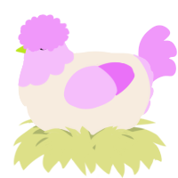 A cream and lavender chicken with a head pattern