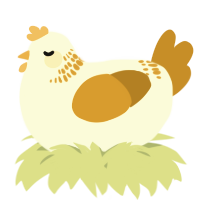 A white and ochre chicken with a neck-band pattern