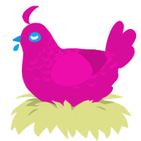 A fuchsia chicken with a half-lace pattern