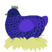 A navy and indigo chicken with a lace pattern