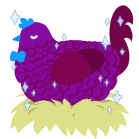A plum and maroon chicken with a lace pattern