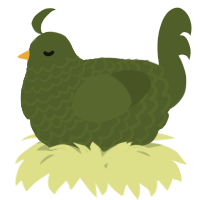 A olive chicken with a lace pattern