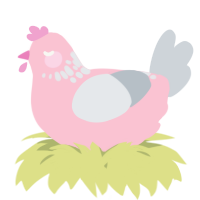 A rose and mist chicken with a neck-speckle pattern
