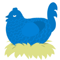 blue, a sapphire chicken with a lace pattern