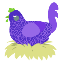 A indigo and blurple chicken with a double-lace pattern