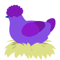 A blurple and violet chicken