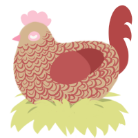 Raspberry Latté, a beige and red chicken with a double-lace pattern