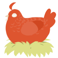 A vermilion chicken with a half-lace pattern