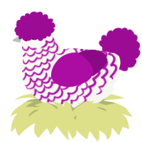 A white and plum chicken with a lace pattern
