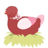 A red and rose chicken with a neck-speckle pattern