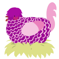 A plum and pink chicken with a lace pattern
