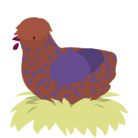 Choco Ube Sprinkles, a russet and overcast chicken with a speckle pattern