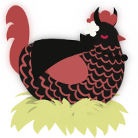 A sable and red chicken with a lace pattern