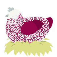 Yuletide, a white and maroon chicken with a double-lace pattern