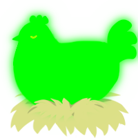 A leaf chicken with a head pattern