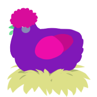 A violet and fuchsia chicken