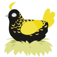 A sable and yellow chicken with a half-lace pattern