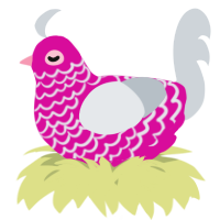 A fuchsia and mist chicken with a lace pattern