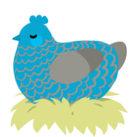 A cerulean and ash chicken with a lace pattern