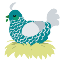 A teal and mist chicken with a lace pattern