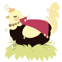 A black and honey chicken with a head pattern