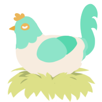 Tabby, a cream and mint chicken with a head pattern