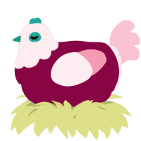 A maroon and rose chicken with a head pattern