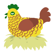 A yellow and russet chicken with a lace pattern
