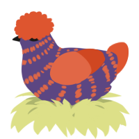 A overcast and vermilion chicken with a bar pattern