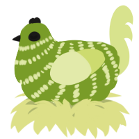 A chartreuse and lemon chicken with a bar pattern