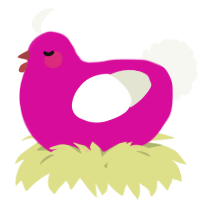 A fuchsia and white chicken