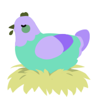 Unicorn Vomit, a mint and lilac chicken with a head pattern