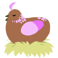 Blossom Seed, a brown and lavender chicken with a neck-speckle pattern