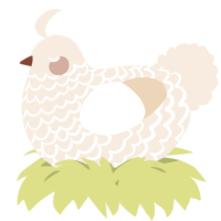 A cream chicken with a lace pattern