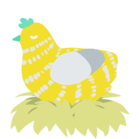 A yellow and mist chicken with a bar pattern