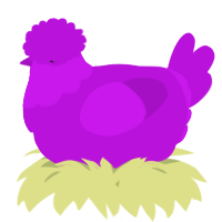 A amethyst chicken with a head pattern