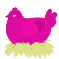 A fuchsia chicken with a lace pattern