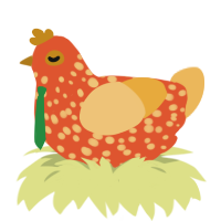 A vermilion and honey chicken with a speckle pattern