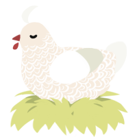 A cream and white chicken with a double-lace pattern