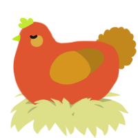 A vermilion and ochre chicken
