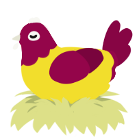 yellow jacket, a yellow and maroon chicken with a head pattern