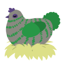 A ash and viridian chicken with a bar pattern