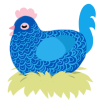 A ultramarine and sky chicken with a double-lace pattern