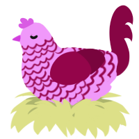 A lavender and maroon chicken with a lace pattern