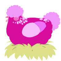 A fuchsia and lavender chicken with a neck-speckle pattern
