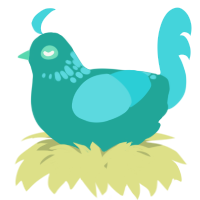 A turquoise and aqua chicken with a neck-speckle pattern