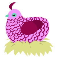 A lavender and maroon chicken with a lace pattern